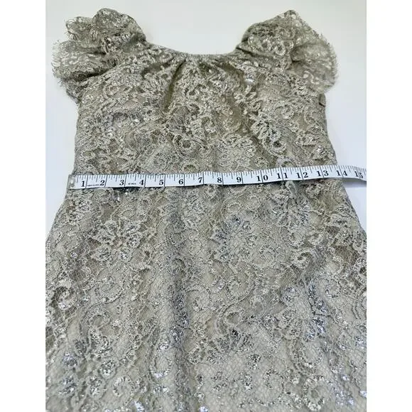 Free People Beige & Silver Lace Mini Dress Size Small - Picture 10 of 12